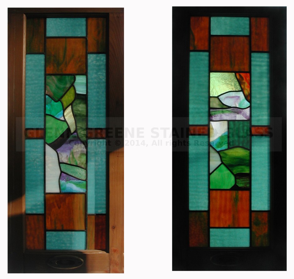 Set of two stained glass windows created by Glenn Greene
